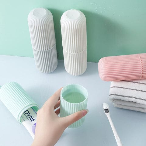 CAPSULE SHAPE MULTIPURPOSE TRAVEL STORAGE BOTTLE, TOOTH BRUSH STORAGE BOTTLE ,TOOTH BRUSH COVER (SET-1)